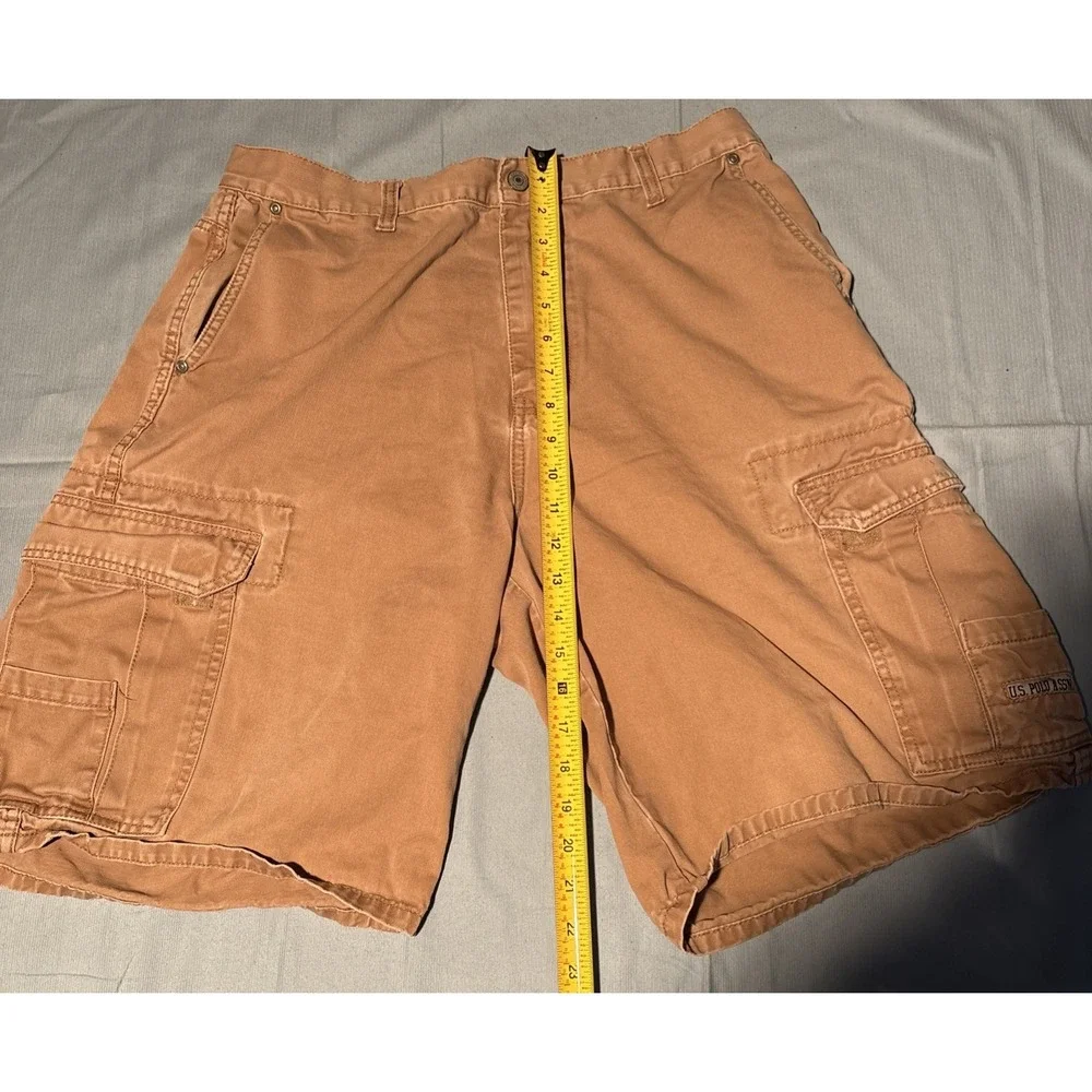 US Polo Assn Mens Cargo Shorts Tan Khaki Size 34 Cotton Heritage Utility Pocket